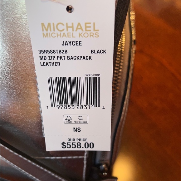 Michael Kors Black and Silver Backpack Med zip leather special NYC edition NWT - Picture 9 of 16